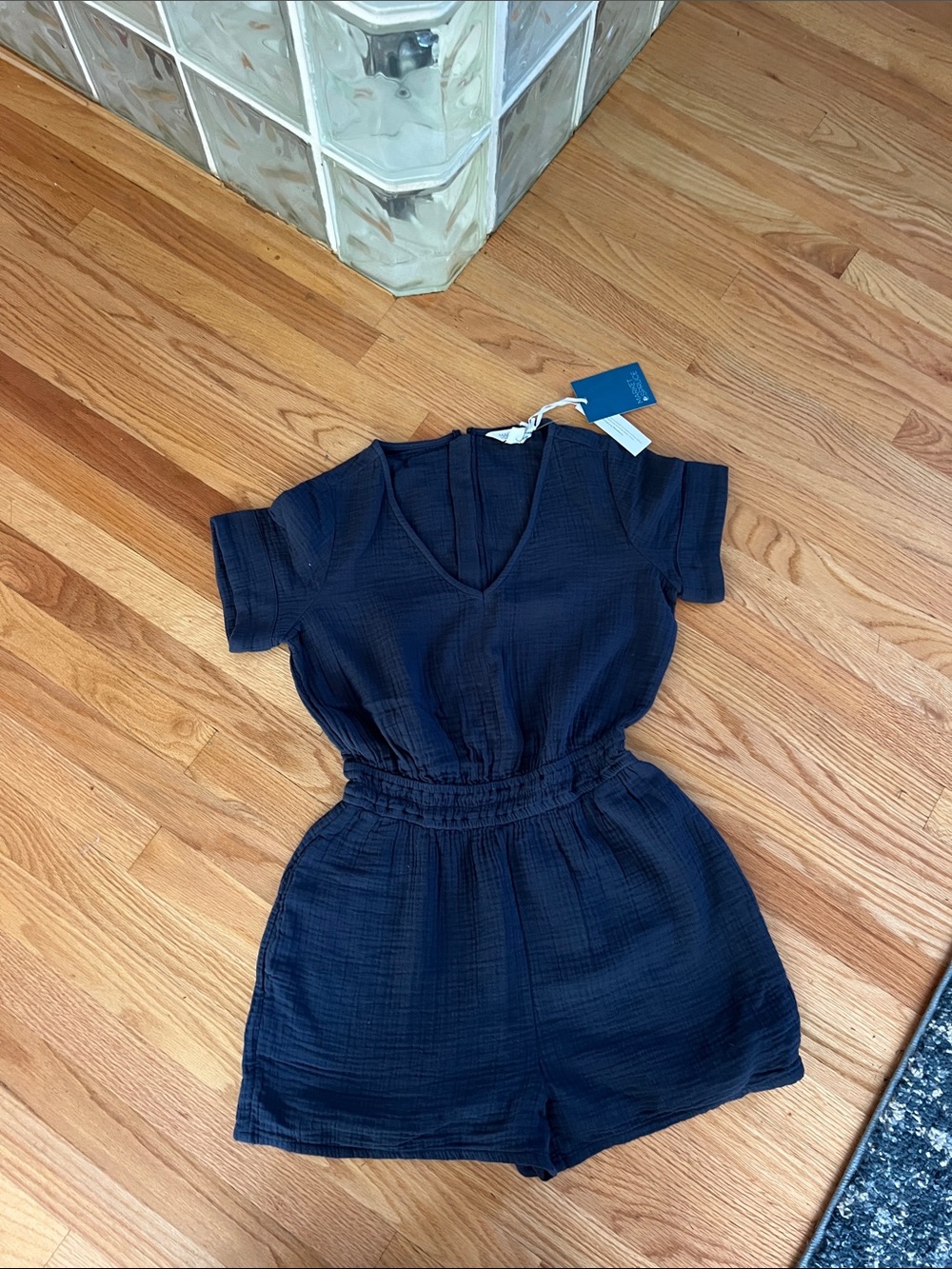 Women's Navy Short Sleeve Romper - Unbranded